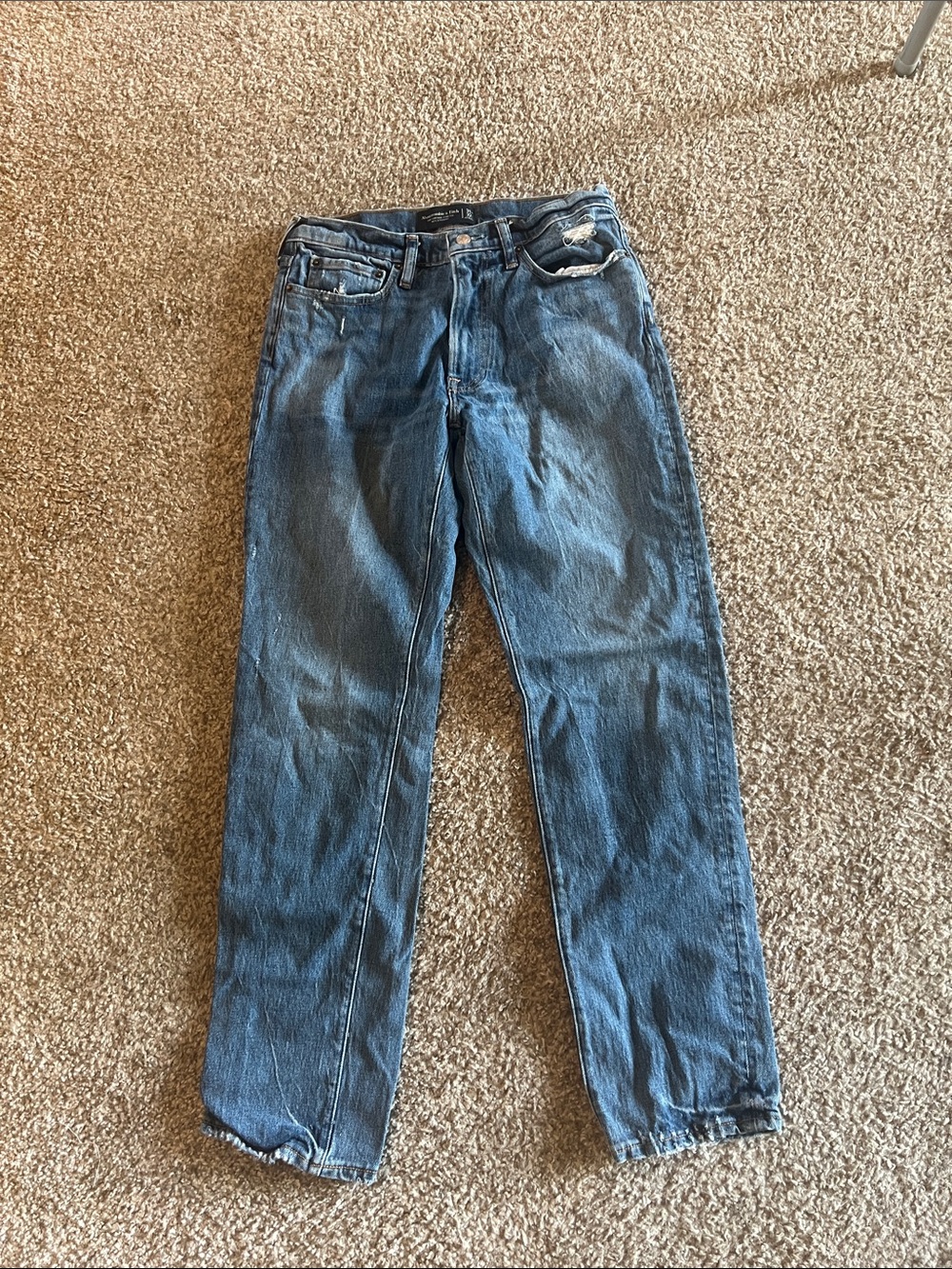 Abercrombie & Fitch Men's Denim Jeans — Medium Blue Straight Leg